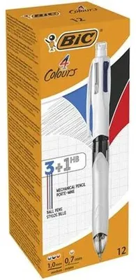 Guľôčkové pero, 3 farby, s mikroceruzkou, BIC "4 Colours"
