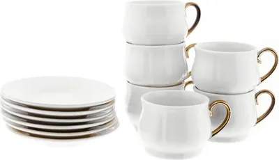 Produktbild von Edles Mokkatassen-Set aus feinem Porzellan 100ml – stilvoll & zeitlos Gold