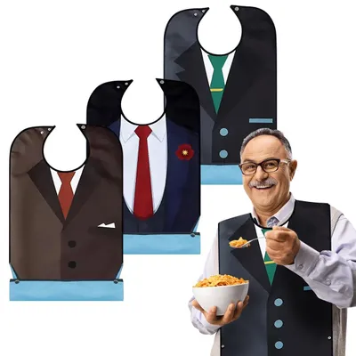Produktbild von Set von 3 Verstellbaren Lätzchen für Erwachsene - Wasserdichte Essenschutz