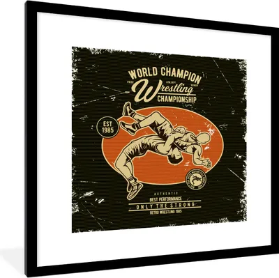 Produktbild von MuchoWow® MuchoWow® Gerahmtes Poster Jahrgang - Ringen - Sport 40x40 cm - Poster mit zchwarzem Bilderrahmen - Poster - Plakat im Rahmen