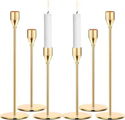 Produktbild von Goldene Kerzenständer Set 6-teilig Metall 33cm