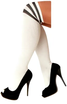 Produktbild von krautwear® Damen Mädchen Kinder Cheerleader Kniestrümpfe Gestreift mit 3 Streifen Gestreifte Overknees Geringelte Strümpfe Socks bunt (w/s)