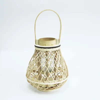 Produktbild von Reet-Laterne mit Glas-Kerzenhalter, 25 cm, für die Innenraumdekoration