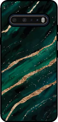 Produktbild von Smartphonica Handytasche geeignet für LG V60 mit Marmordruck - TPU zurück Abdeckung Fall Marmor Design - Grün Gold