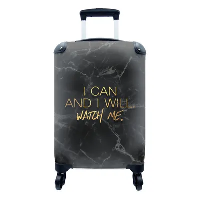 Produktbild von MuchoWow® Koffer Handgepäck Trolley Rollkoffer Kleine Reisekoffer mit 4 Rollen - Zitate - Marmor - Gold - Schwarz - Cabin Size < 55x40x23 cm & 55x40x20 cm - Fotokoffer - Kabinenkoffer - Boardgepäck - Reise-Box - Reisekoffer - Reisegepäck - Koffer mit Bild - Trolley für Kinder