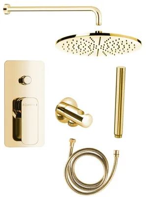 Imagen del producto de Grifo de ducha empotrado Sapho SPY con mezclador de palanca, selector giratorio, 2 salidas y acabado dorado