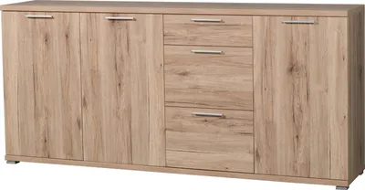 Produktbild von Sideboard "395" in braun mit 3 Schubladen und 3 Türen. Abmessungen (BxHxT) 192x88x40 cm