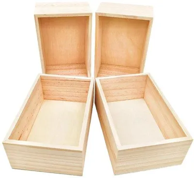 Obrázok produktu pre Drevené debničky na dekoráciu a odkladanie, sada 4 ks, smrekové drevo, 15 x 10 x 6 cm