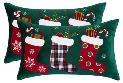 Samt Kissenbezug Weihnachten 30,5x50,5 cm, 2 Stück, weich