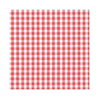 Produktbild von Servietten, 3-lagig 1/4-Falz 25 cm x 25 cm rot "Vichy Karo"