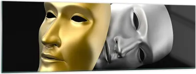 Produktbild von Bilder auf glas - Maske Theater Bühne Schauspieler - 160x50cm - Glasbilder - Wandbilder - Kunstdruck - zum Aufhängen bereit - Wanddekoration aus Glas - Glas Bilder - Wandbild auf Glas - GAB160x50-2432