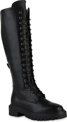 Produktbild von VAN HILL Damen Leicht Gefütterte Schnürstiefel Stiefel Profil-Sohle Schuhe 841360, Farbe: Schwarz, Größe: 36