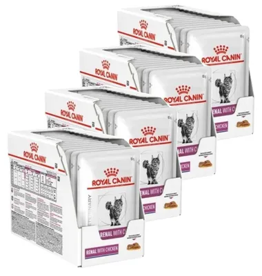 Produktbild von Royal Canin Veterinary Renal 48x85g Nassfutter mit Huhn in Soße für Katzen mit Nierenversagen Beugt Nierensteinbildung vor