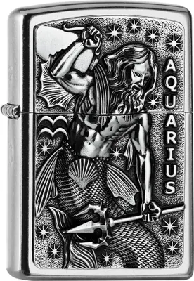 Produktbild von Zippo Feuerzeug Aquarius Tierkreiszeichen Wassermann Street Chrome windfest