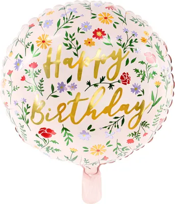 Obrázok produktu pre Fóliový balón s motívom kvetov 35 cm okrúhly ružový