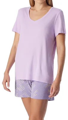Produktbild von Schiesser Modern Nightwear Schlafanzug Set aus T-Shirt und kurzer Hose, Bequemer Schnitt für Komfort, Weiches, pflegeleichtes Material