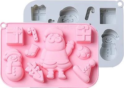 Obrázok produktu pre CANDeal 2 kusy vianočné silikónové formy nepriľnavé Candy Jelly Cake Baking Moulds, ručne vyrábané mydlo formy, otec Vianoc Stocking, darček, snehuliak pre vianočné večierok