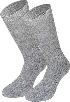 Produktbild von Tobeni 3 Paar Norwegersocken ohne Gummibund venenfreundlich - Frotteesohle 100% Wolle, Farbe:Grau, Grösse:43-46