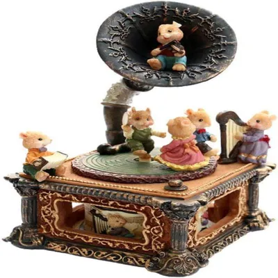Produktbild von Spieluhr mit Karussell-Motiv für Kinder, niedliche kleine Maus, kreative Weihnachts-Spieluhr in Form eines mechanischen Grammophons, robuste Spieluhr mit schöner Melodie, ideales Geschenk zur Dekoration von Geburtstagen und Weihnachten, Zuhause