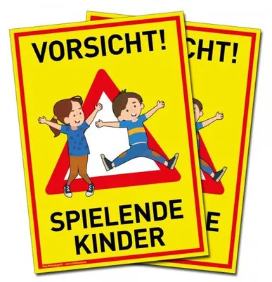 Produktbild von 2 Große Schilder Vorsicht! Spielende Kinder | PVC 30 x 42 cm | Achtung Spiepl...