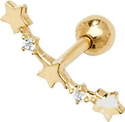 Produktbild von Wunderschöne 9 Karat (375) Gold Damen - Einzel Knorpel Ohrstecker mit Zirkonia - 3mm*13mm; TRS25919