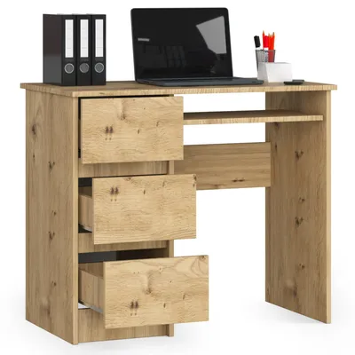 Produktbild von Schreibtisch AKORD A6 links Eiche Artisan und 1 Ablagen B90 x H77 x T50 cm