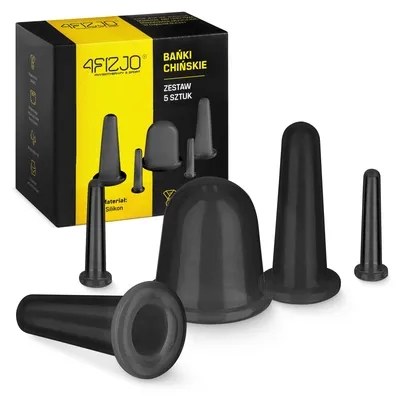 Produktbild von 4FIZJO Silikon Schröpfgläser FACE+, Set 5 Stück, für Gesicht, Hals und Dekolleté, schwarz