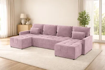 Zdjęcie produktu dla Duży narożnik DOMINO U z funkcją spania i pojemnikiem na pościel sofa do salonu