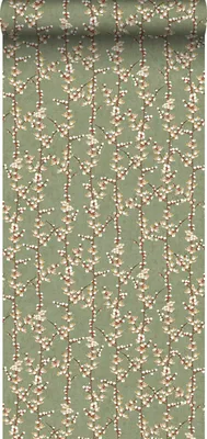 Obrázek produktu pro Sanders & Sanders tapeta květ olivově zelená a bílá 53 cm x 10 m