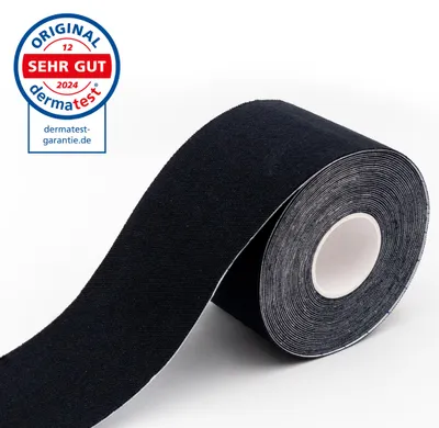 Image de axion® Bandage kinésiologique 5 cm x 5 m - Bandage imperméable noir, bandage physiothérapeutique, bandage kinésiologique