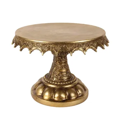 Produktbild von Goldfarbene Tortenplatte 30 cm – Servierplatte aus Kunstharz –  Präsentationsplatte für Torten und Desserts