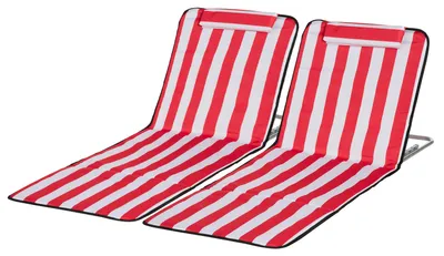 Produktbild von Set mit 2 klappbaren Strandliegen mit 5-fach verstellbarer Rš¹ckenlehne und Tasche, Rot