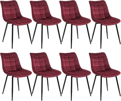 Produktbild von WOLTU 8er Set Küchenstuhl, Sitzfläche aus Samt, Metallbeine, Bordeaux