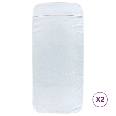 Image de vidaXL Linge de plage 2 pcs. Blanc 75x200 cm Tissu 400 GSM