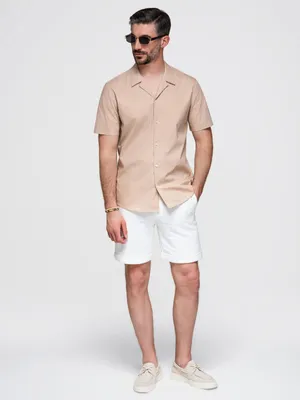 Produktbild von Ombre Clothing Kurzarmhemd für Männer Nisedes hellbraun XL