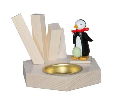 Produktbild von Weihnachtsdekoration Teelichthalter Pinguin mit Ei bunt BxHxT 6,5x8x6,5cm NEU