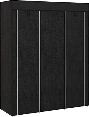 Produktbild von Kleiderschrank Stoff 8 Regale 2 Kleiderstangen, Faltschrank 125x43x162,5 cm