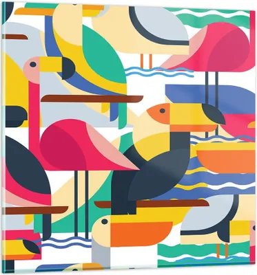 Produktbild von Bilder auf glas - Vogel Abstraktion - 40x40cm - Glasbilder - Wandbilder - Kunstdruck - zum Aufhängen bereit - Wanddekoration aus Glas - Glas Bilder - Wandbild auf Glas - Einteilig - GAC40x40-3747
