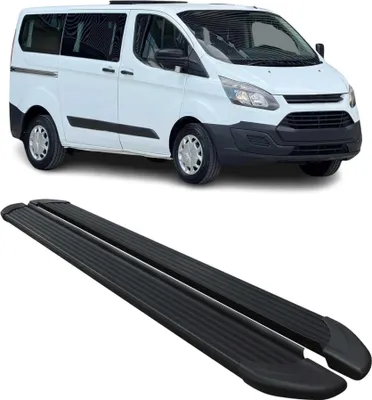 Image de Marchepieds Latéraux pour Ford Transit Custom 2012-2022 Noir Aluminium L1 Court