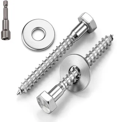 Produktbild von Hexagon Holzschrauben - Schlüsselschrauben - Befestigungsholz - Edelstahl A2 - M8 x 60 mm - Silber