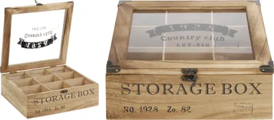 Produktbild von Teebox 9 Fächer Holz Teekiste Teebeutelbox Tee Teebeutelkiste Teekasten Vintage