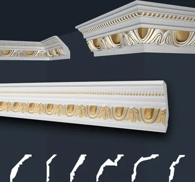 Produktbild von Marbet Deckenleisten gold Sparpaket aus Styropor EPS - Stuckleisten gemustert, im traditionellen Design - (2 Meter B-24 G) Zierleiste Eckleiste Eckprofile Stuck
