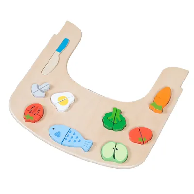 Produktbild von roba Montessorri Essbrett mit Spielelementen - Passend für Hochstuhl Sit Up Flex - Inkl. 9 Elemente zum Spielen - Ab 6 Monaten - Holz natur
