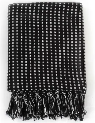 Produktbild von vidaXL Überwurf Baumwolle Kariert 220x250 cm Schwarz