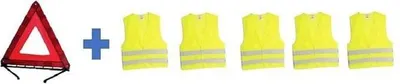 Imagen del producto de Kit de seguridad: equipo HTC - 1 triángulo de advertencia + 5 chalecos de seguridad para adultos (talla XL)