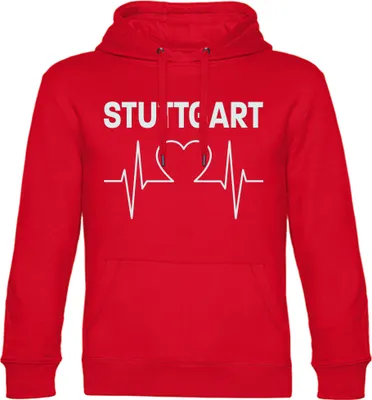 Produktbild von multifanshop Kapuzen Sweatshirt - Stuttgart - Herzschlag, rot, Größe M