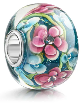 Produktbild von MATERIA by Matthias Wagner XXL Glas Bead Blumen mit rosa blau 12x15mm für Kette oder Armband 1471