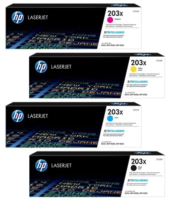 Zdjęcie produktu dla Zestaw oryginalnych kaset z tonerem HP 203X (CF540X, CF541X, CF542X, CF543X)