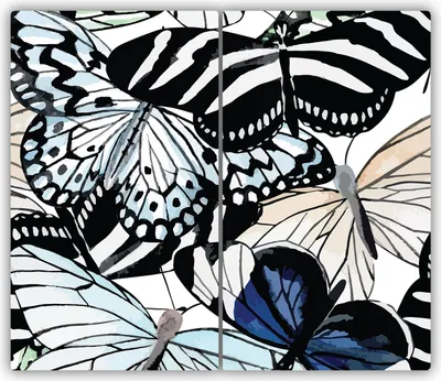Produktbild von Tulup Glas-Herdabdeckplatte - 2x30x52cm - Glaskeramikkochfeld-Abdeckung Spritzschutz Zweiteilig Schmetterling Blume