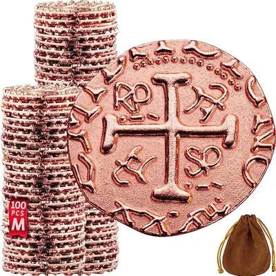 Productafbeelding van Grote roségouden metalen piratenmunten - Set van 100 - Schatmunten - Diameter 25 mm